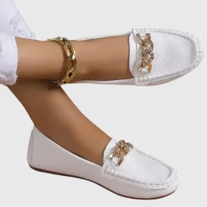 Susanne | Kvinders Slip On Loafers Med Kæde Detalje