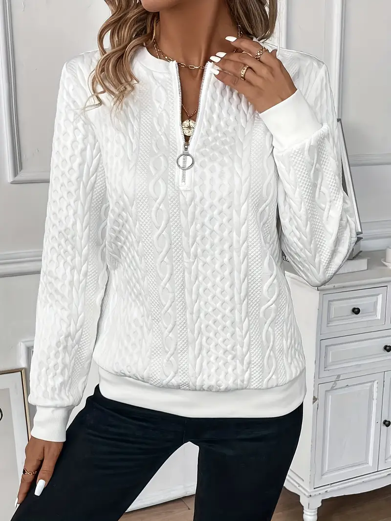 Zoey | Stilfuld Kabelstrikket Zip-Sweater - Billede 5