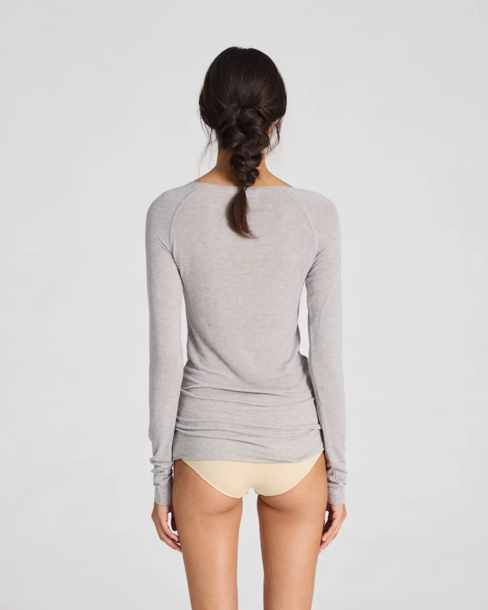 Amalie Wool Top - Light Grey Melange - Billede 3