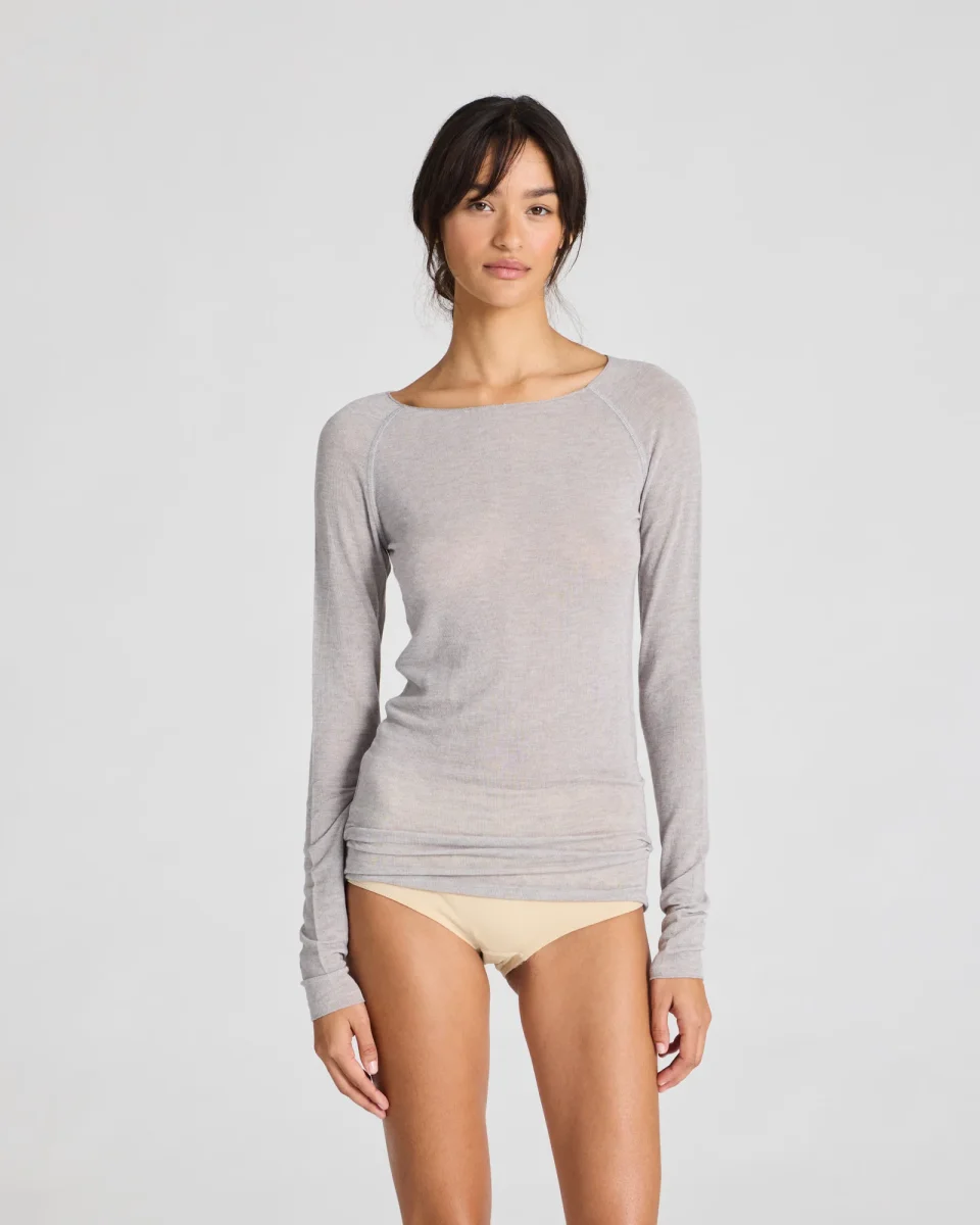 Amalie Wool Top - Light Grey Melange - Billede 2