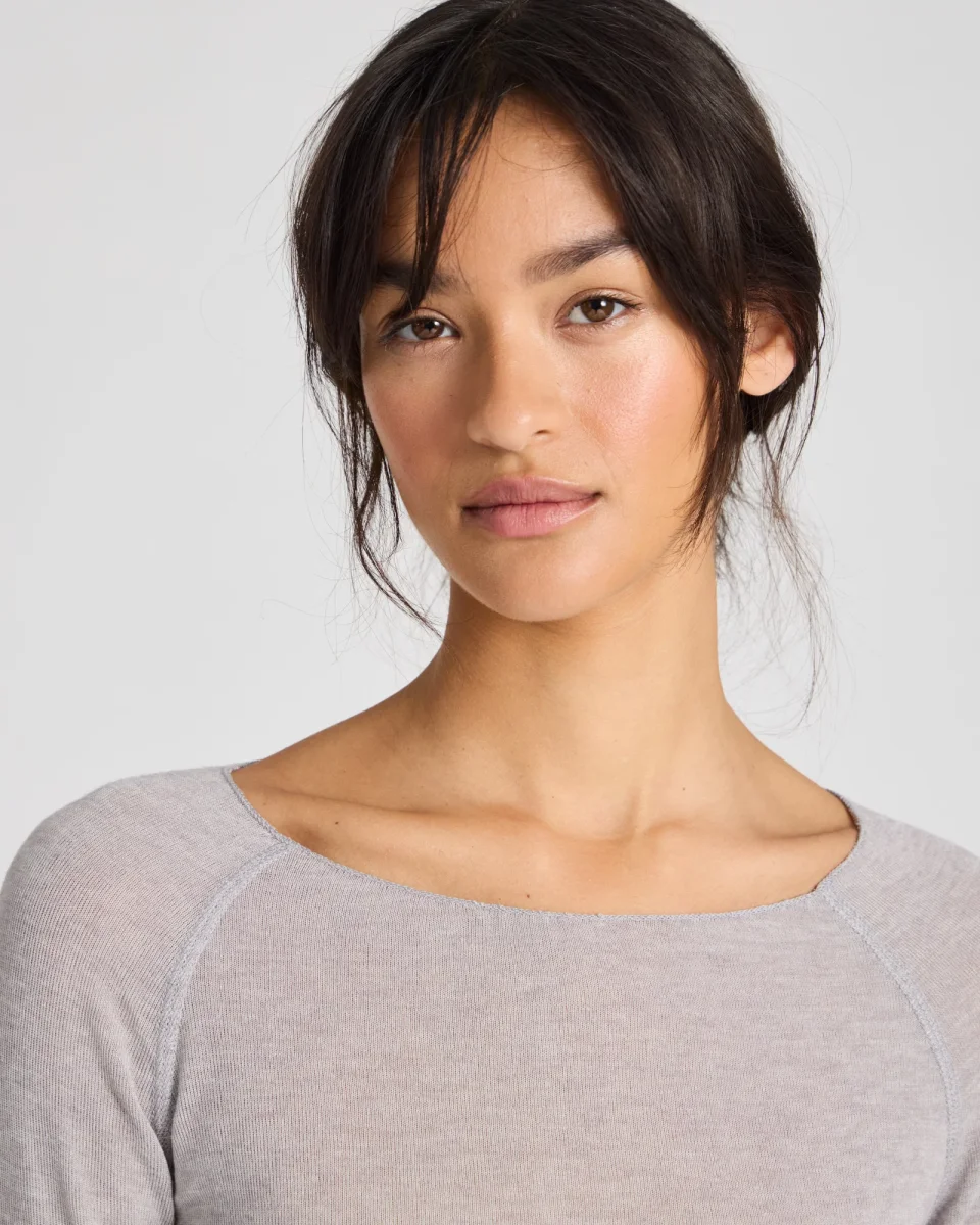 Amalie Wool Top - Light Grey Melange - Billede 4