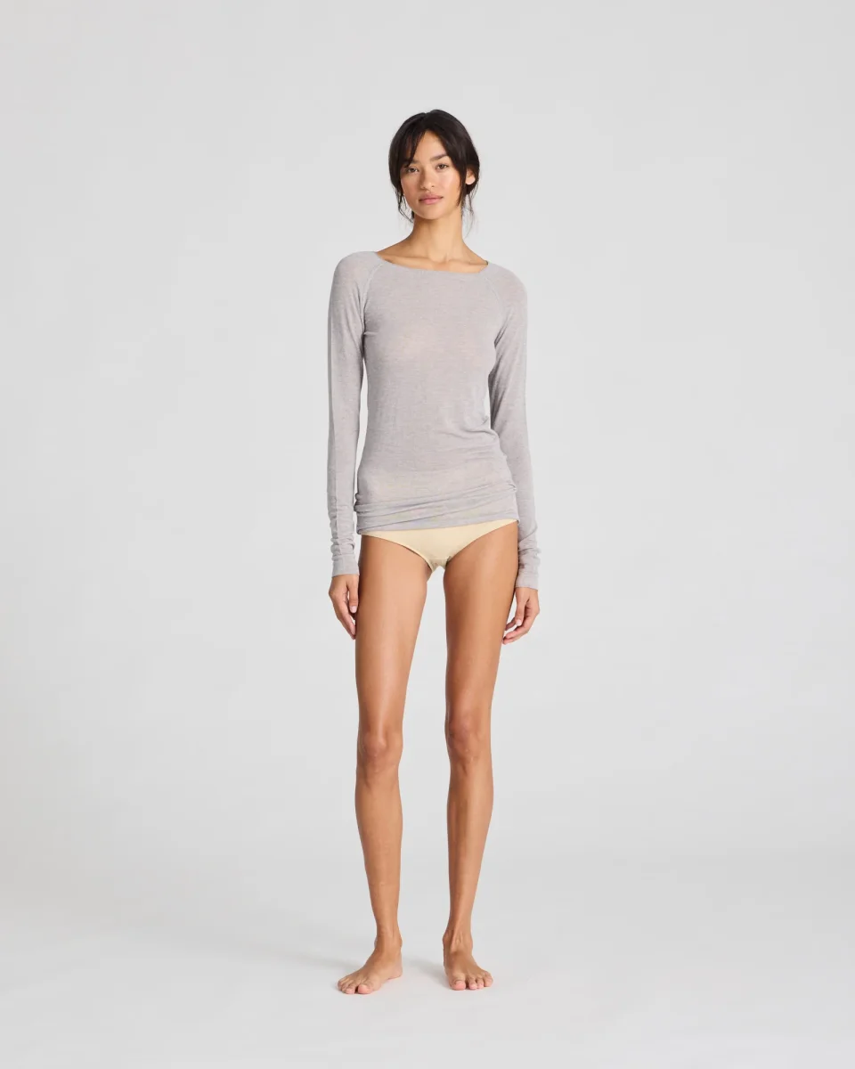Amalie Wool Top - Light Grey Melange - Billede 5