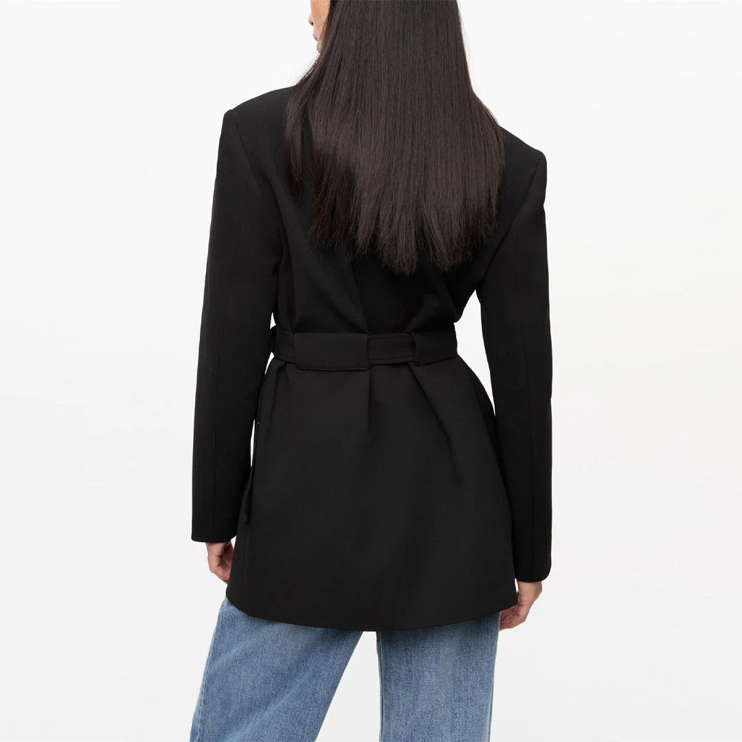 GANNI W0241 Black Bonded Crepe Blazer - sort - Billede 3