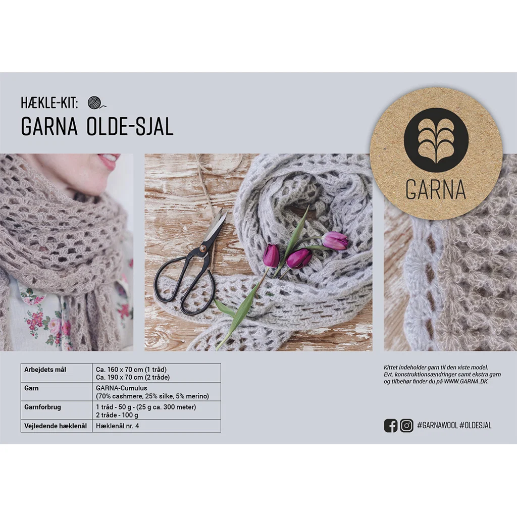 OLDE-sjal - 2 tråde - Hæklekit - Billede 6