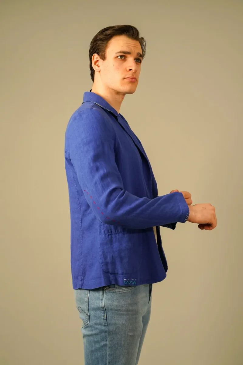 Golman Copenhagen blazer i blå hør med detaljer - Billede 6