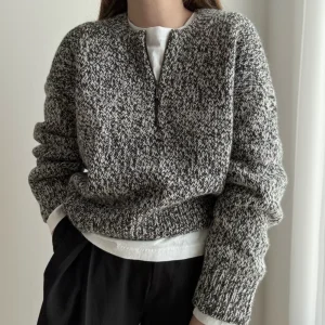 Luna Zip Sweater MORECA KNIT - Garnkit (uden opskrift) meleret
