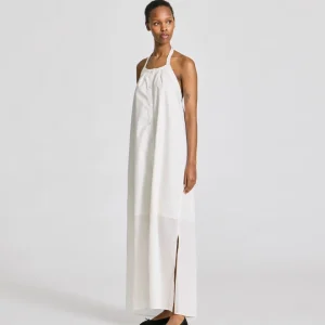 Nora Voile Halterneck Dress - Egret