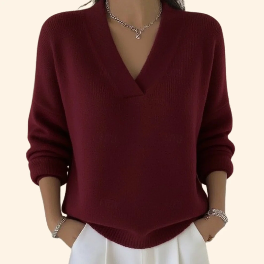 Marie | Kvinders V Hals Sweater Stil Top - Billede 2