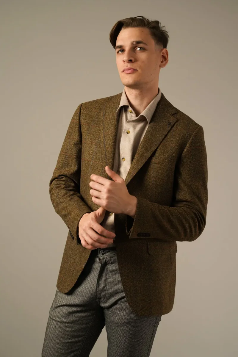 Roy Robson Brun Herringbone Uldblazer