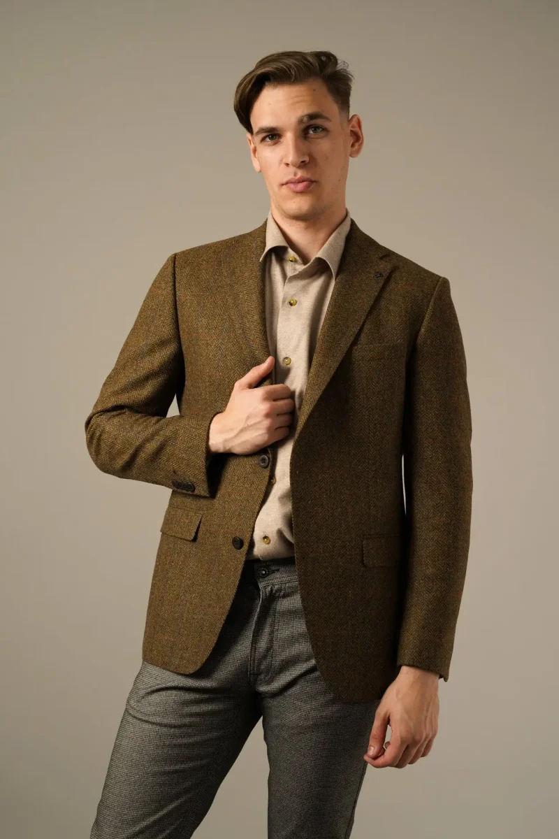 Roy Robson Brun Herringbone Uldblazer - Billede 7