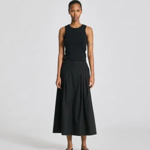 Ruth Pleated Poplin Skirt - Black