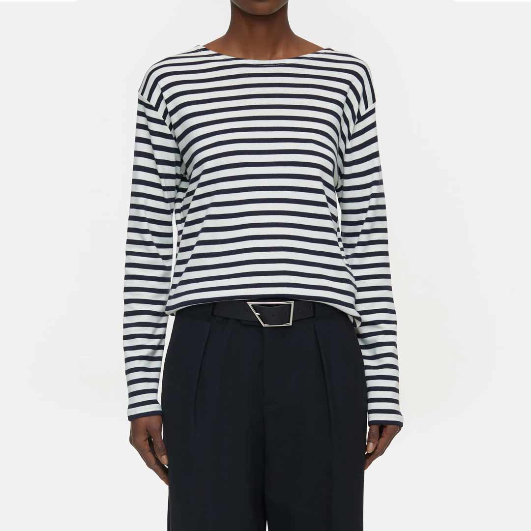 CLOSED basic longsleeve bluse - blå striber