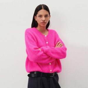 AMERICAN VINTAGE VITO19E cardigan - Rose Fluo