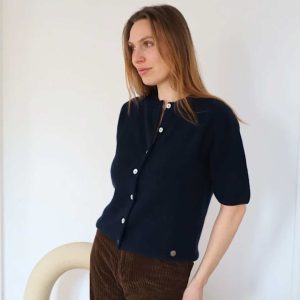 BETA STUDIOS Karla lady sleeve cashmere cardigan - navy