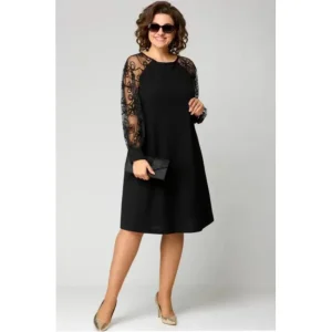 Ella | Damernes elegante knælange formal dresses blondeermer A-linje