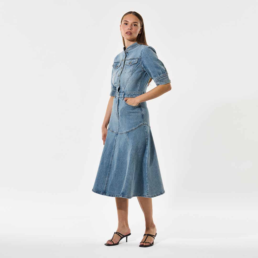 DEA KUDIBAL SelenaDEA denim kjole - Light Blue - Billede 2