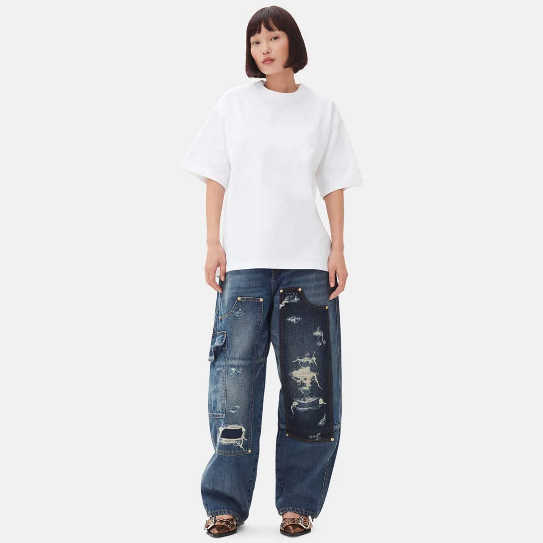 GANNI T4033 heavy cotton t-shirt heart - hvid - Billede 3