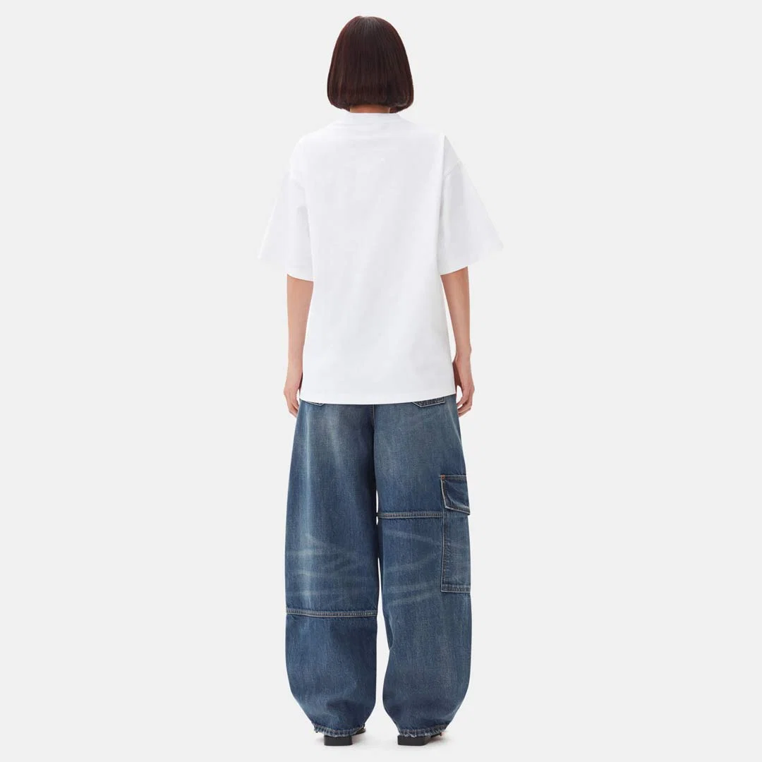 GANNI T4033 heavy cotton t-shirt heart - hvid - Billede 4