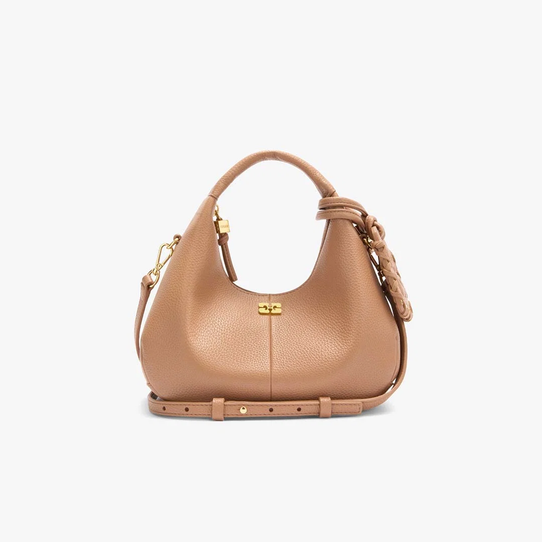 GANNI C1040004 Hobo Mini Grained taske - Tawny Birch - Billede 2