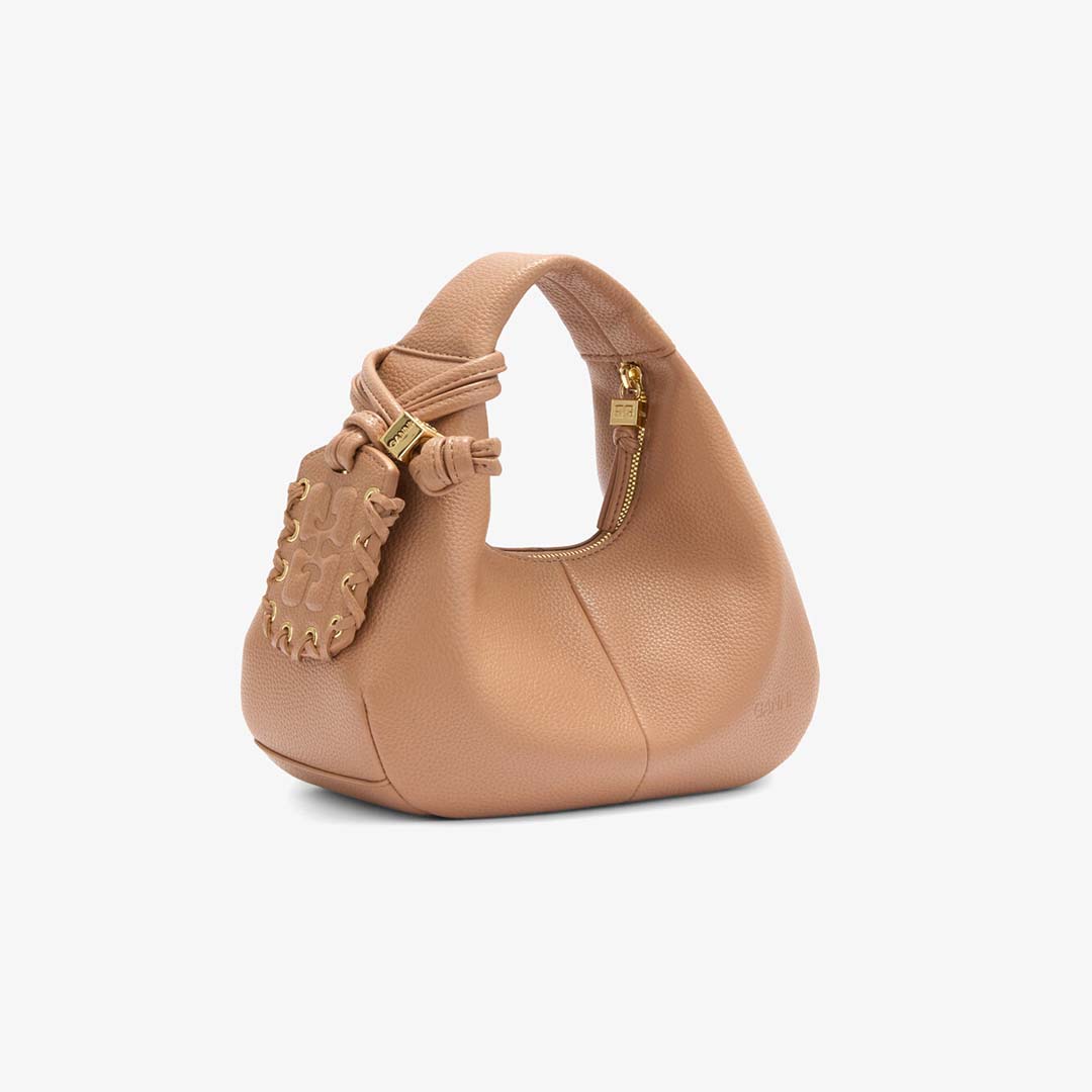 GANNI C1040004 Hobo Mini Grained taske - Tawny Birch - Billede 3