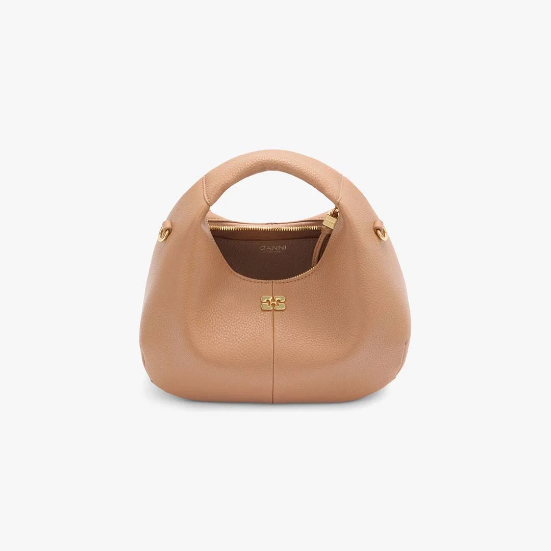 GANNI C1040004 Hobo Mini Grained taske - Tawny Birch - Billede 4