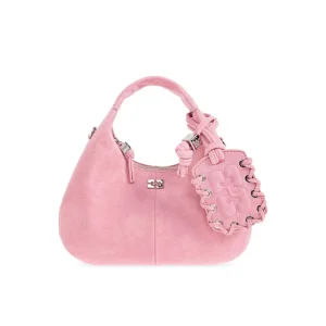 GANNI C1040014 Hobo Mini Suede taske - Pink Nectar