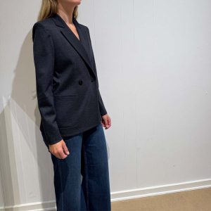 HARRIS WHARF LONDON Double breasted merino blazer - anthracite