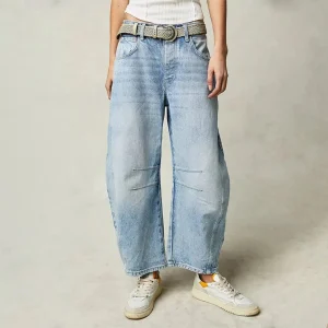 Olivia | Kvinders Cropped Barrel Leg Denim Jeans Mid-Rise