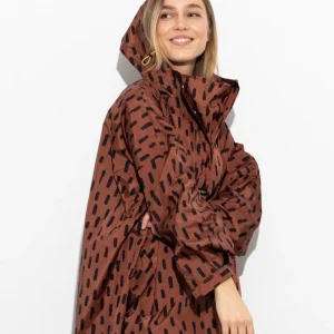 Recycled Rain Poncho - drops black rust