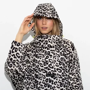 Recycled Rain Poncho - leo black/cream