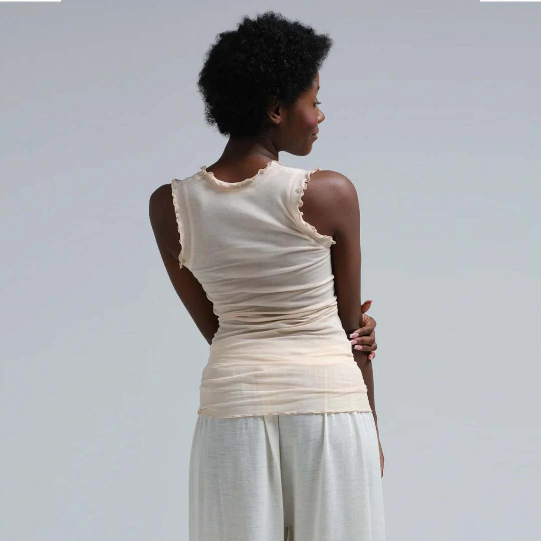 SEAMLESS BASIC Flounce top - Rosie Beige - Billede 3