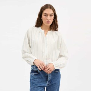 SKALL STUDIO Cilla skjorte - hvid/navy striber